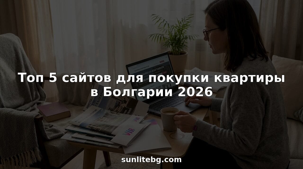Женщина дома просматривает объявления о продаже квартир в Болгарии.
